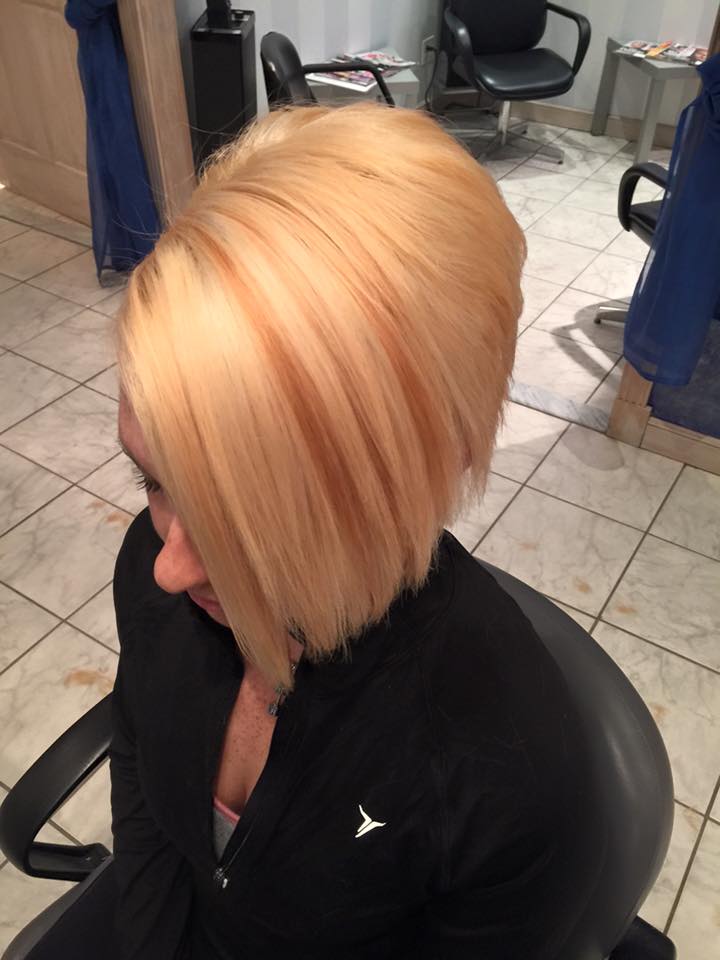 blonde bob haircut broomall hair salon